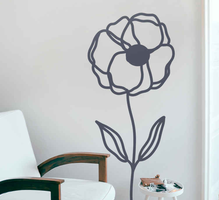 Wall sticker stylized flower outline - TenStickers