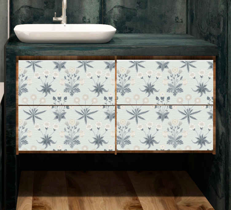 Vinilo mueble Delicadas flores azules - adhesivo para muebles
