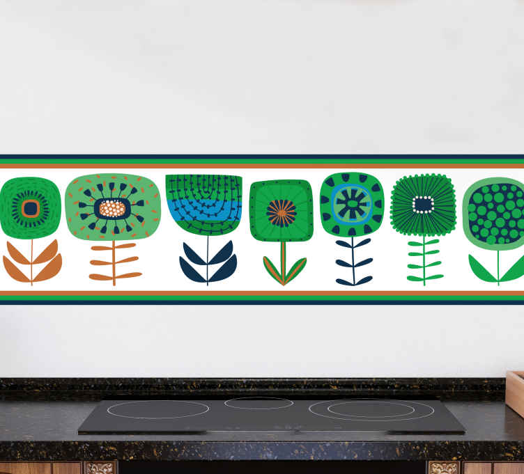 Wall border sticker stylized floral design - TenStickers