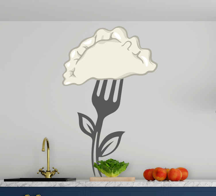 Naklejka na ścianę do kuchni pierogi na widelcu - TenStickers