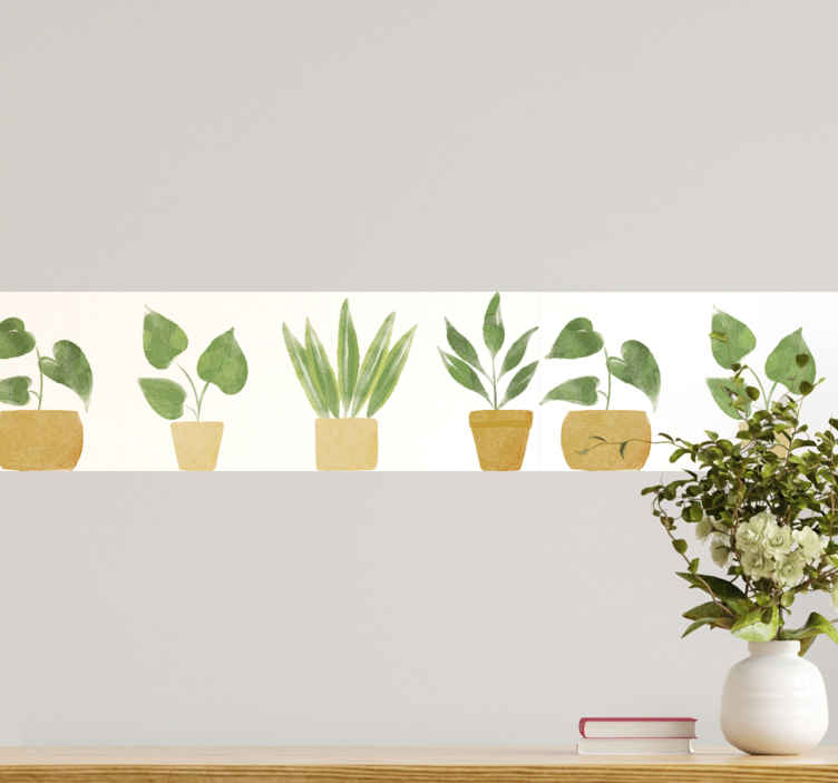 Autocollant Tapisserie belles plantes en pot plantes sticker fleurs