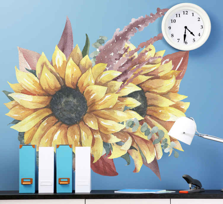 Vinilo flores Decoración de ramo de girasol - TenVinilo