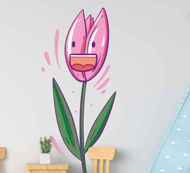 Vinilo flores diseño tulipán feliz - TenVinilo