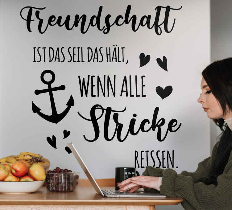 Sticker Zitat Freundschaft gibt dir kraft TenStickers