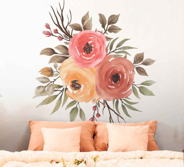 Autocollant mural fleurs roses - TenStickers