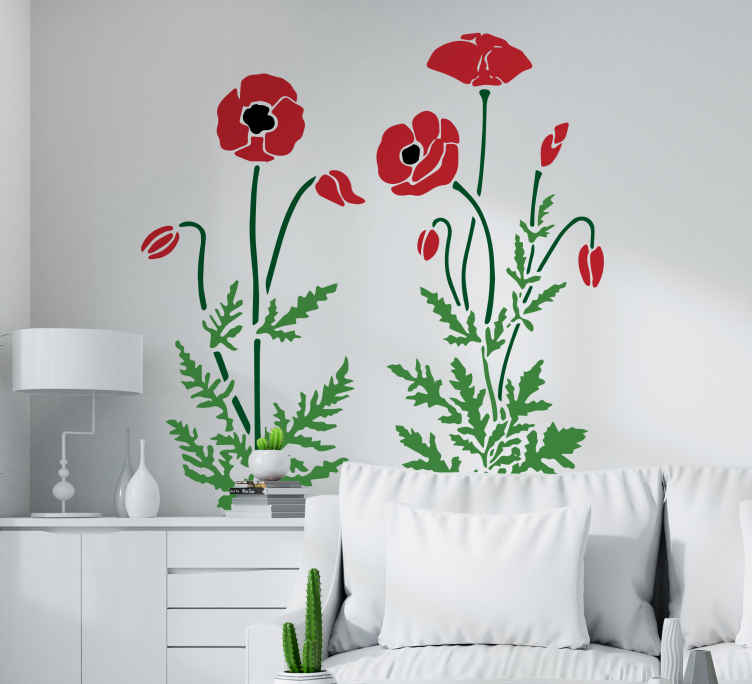 Vibrant poppy design wall sticker - TenStickers
