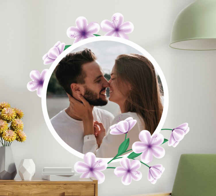 Decoration wall sticker floral photo circle - TenStickers