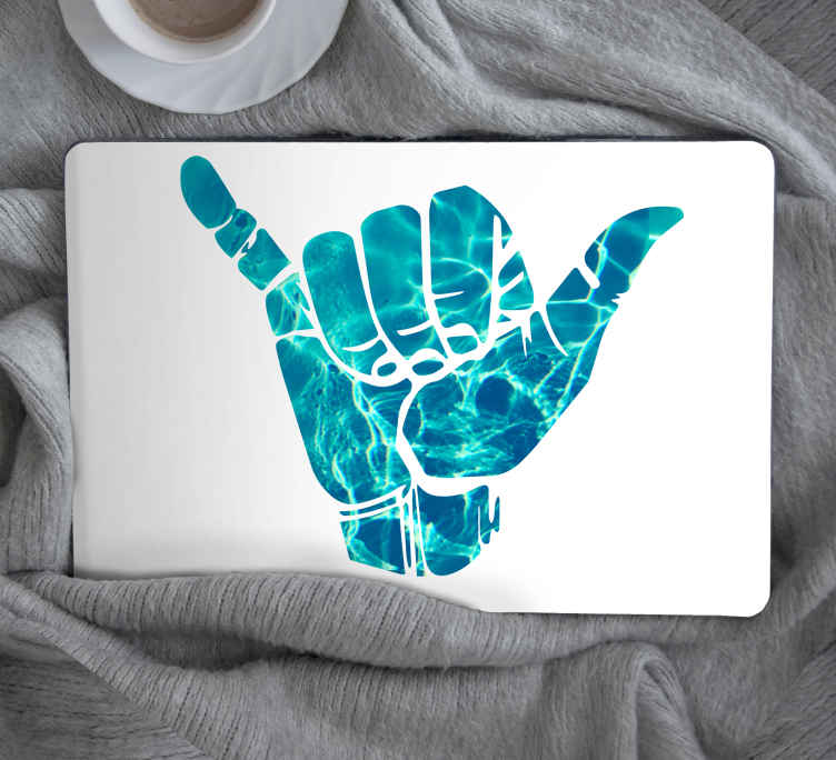 Vinilo para portátiles Signo de la mano de la paz con agua - TenVinilo