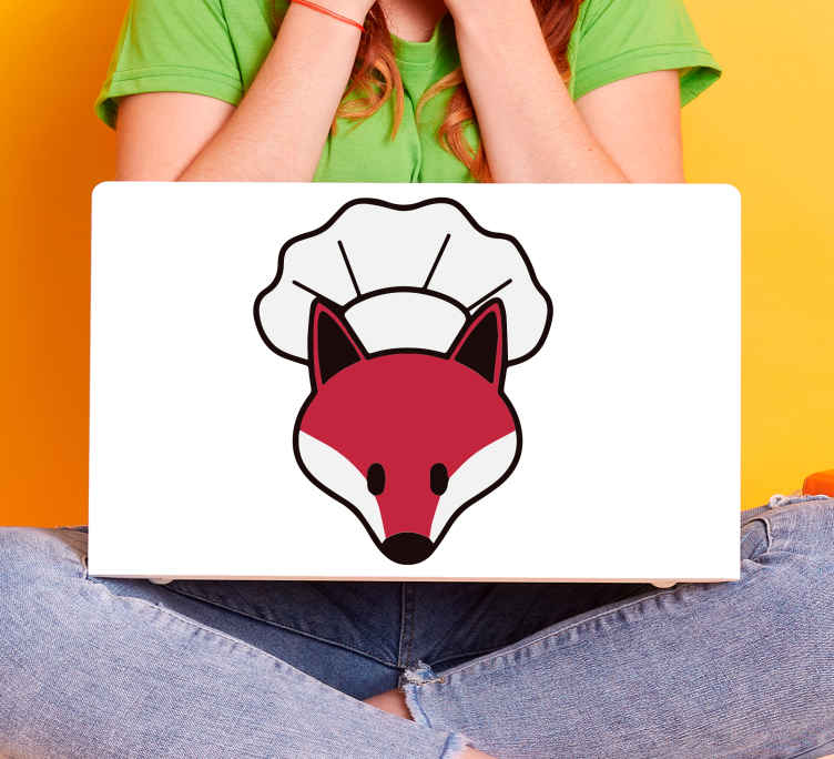Head of a cooking fox laptop skins - TenStickers