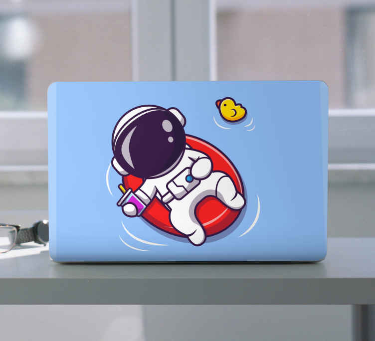 Sticker pour ordinateur astronaute en flottement - TenStickers