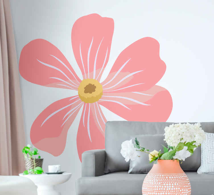 Vinilo para pared Hermosas flores grandes de color rosa - TenVinilo
