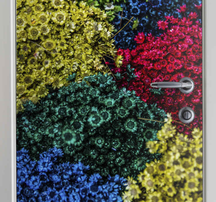 Door sticker with lively floral designs - TenStickers