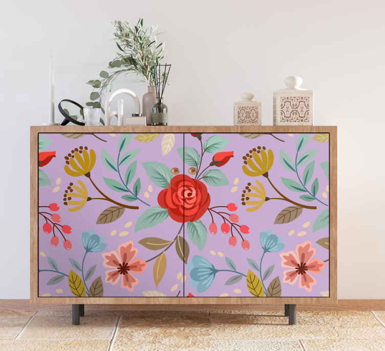 Colorful ornamental flowers decals for furniture - TenStickers