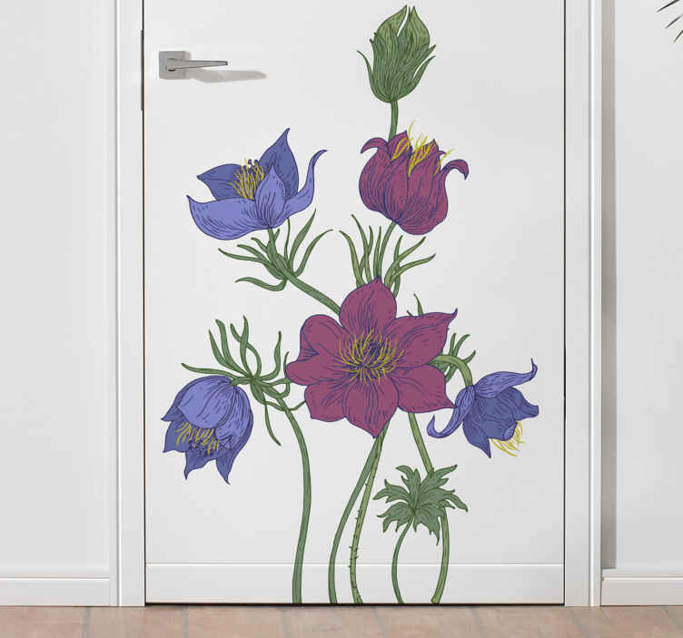 Vinilo puerta Bonitas flores silvestres - TenVinilo