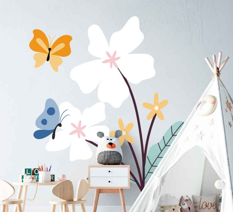 Wall sticker colorful floral elements - TenStickers
