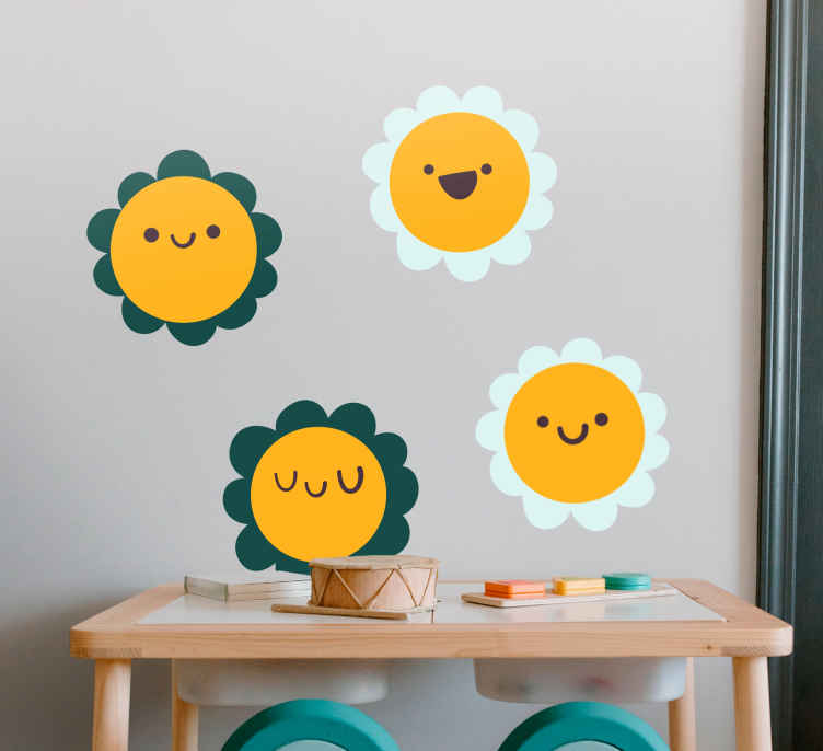 Vinilo de flor Cuatro felices - juegos niños