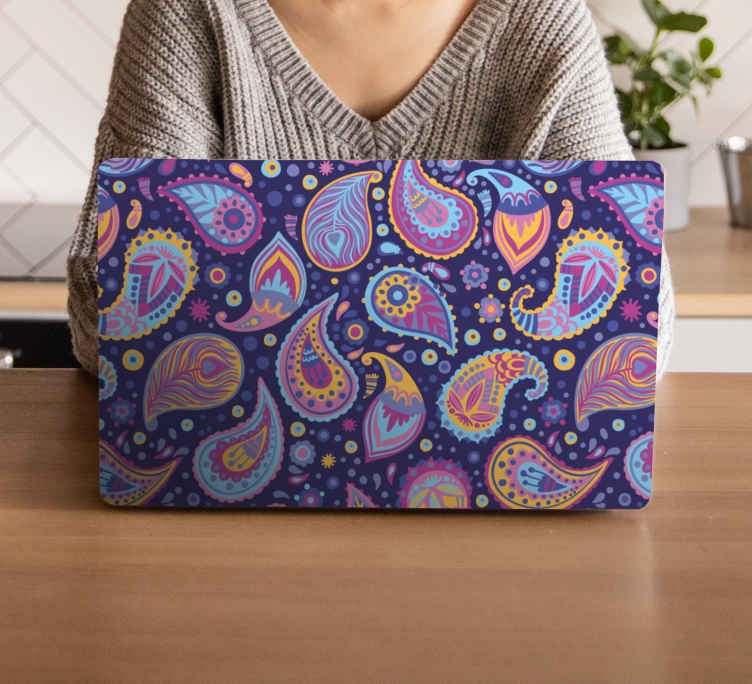 Dizüstü bilgisayar için kaplama renkli paisley desenleri - TenStickers