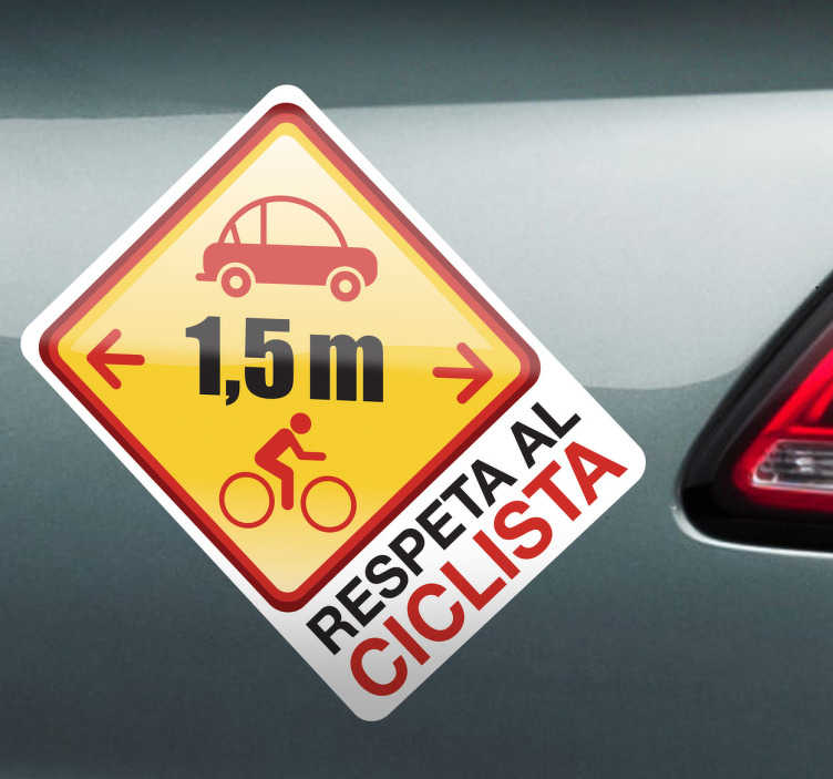 Vinilo decorativo respeto ciclista - coche