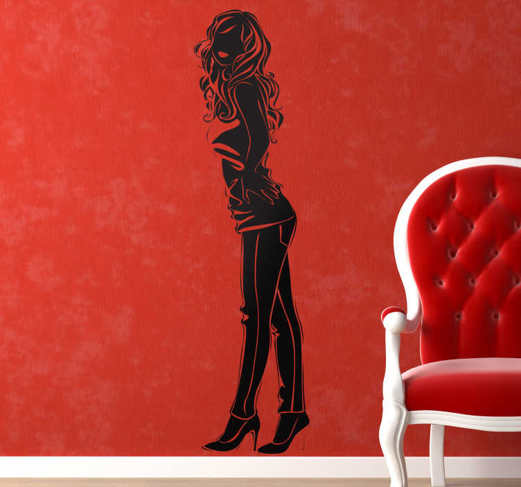 Sticker mural jeune femme profil