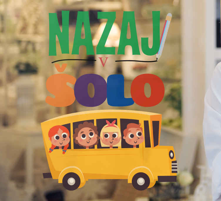 Nazaj v šolo z nalepko na oknu šolskega avtobusa - TenStickers