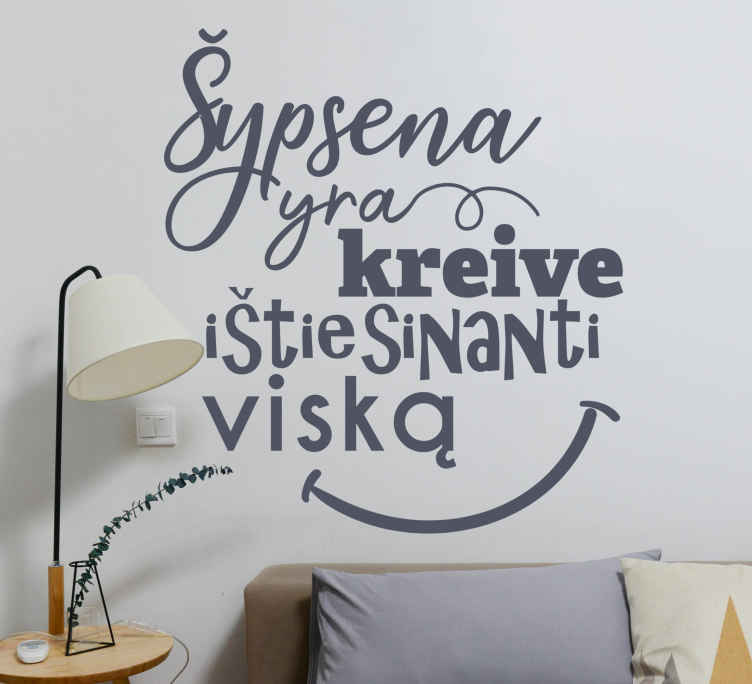 šypsokis gražios citatos teksto sienos lipdukas - „Tenstickers“