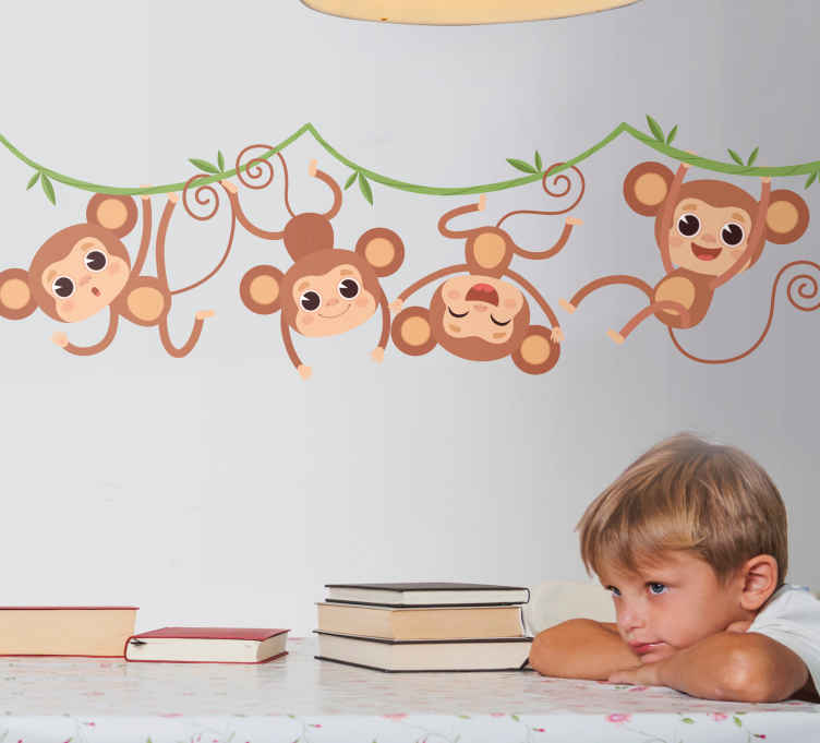 Sticker chambre enfant arrangement de singes ludiques - TenStickers