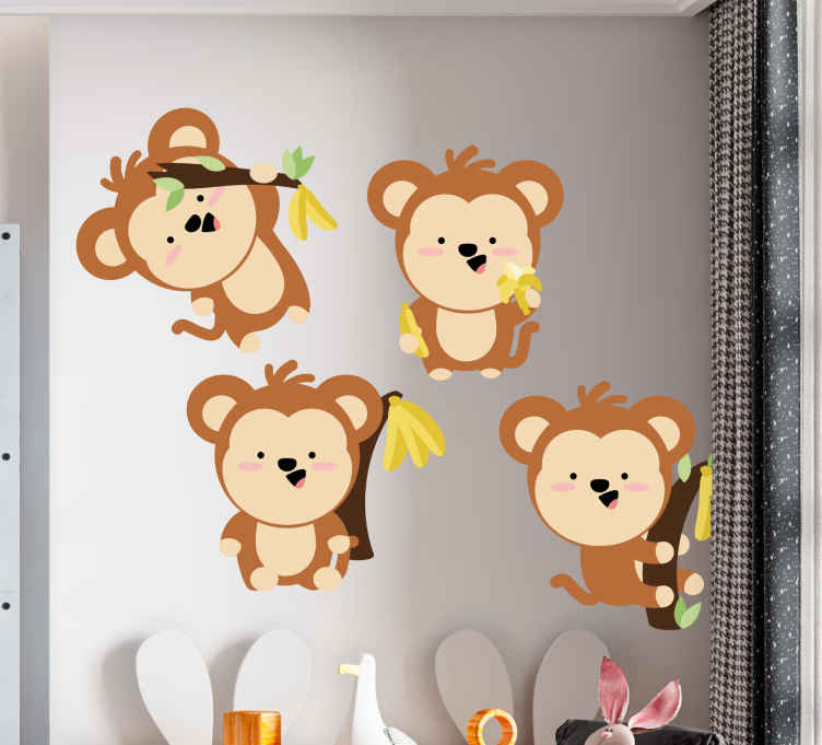 Autocolantes com animais selvagens Macacos bebês - TenStickers