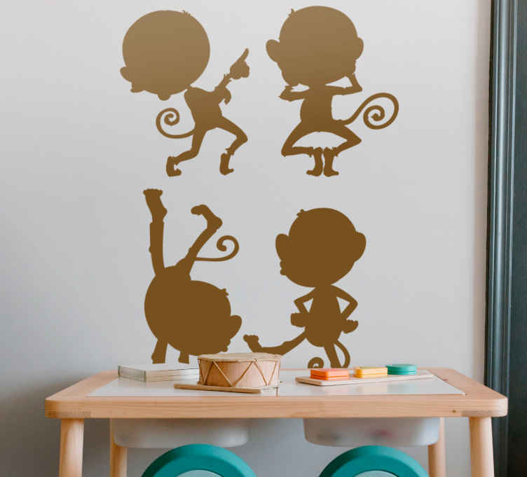 Apor som spelar vilda djur dekal - Tenstickers