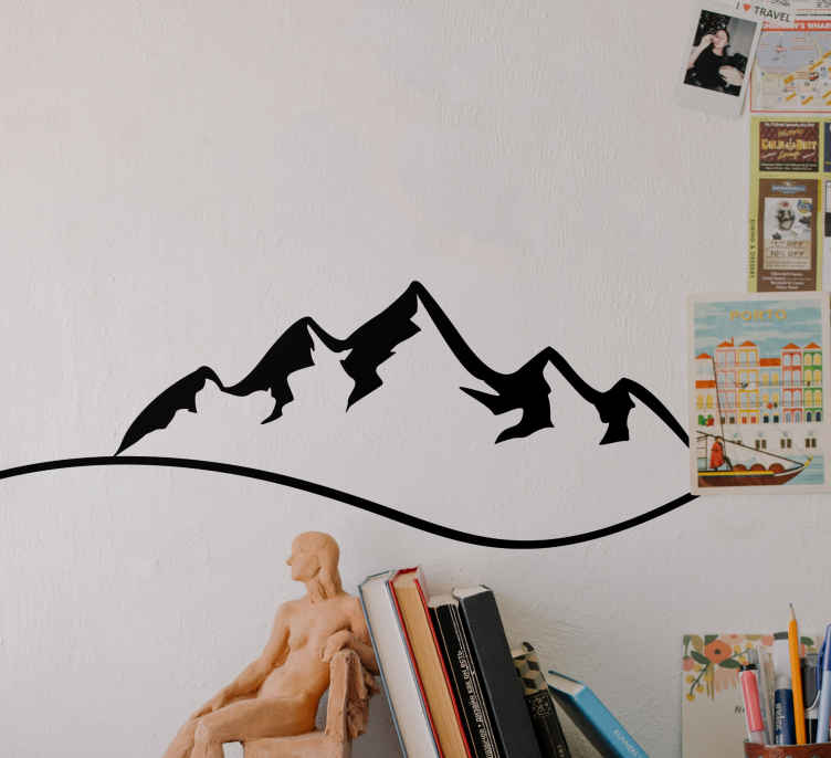 Wall sticker natura Semplice silhouette di montagna con alberi - TenStickers