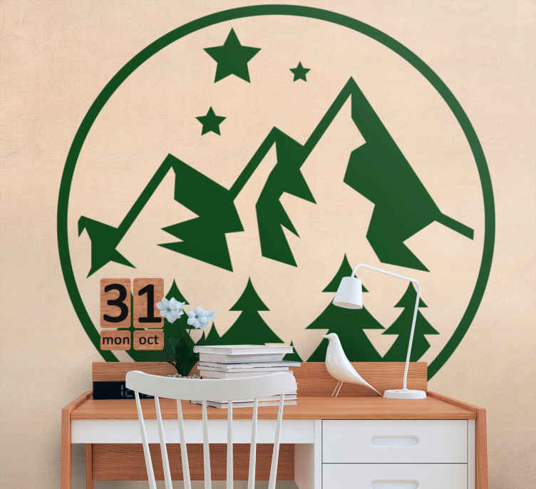 Mountain with deers nature stickers - TenStickers