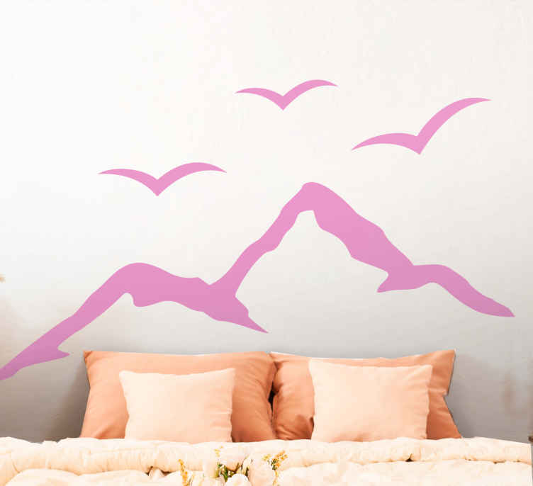 Nature wall sticker mountain and birds - TenStickers