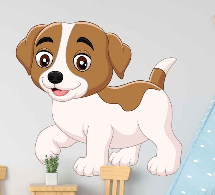 Happy little cartoon dog sticker - TenStickers