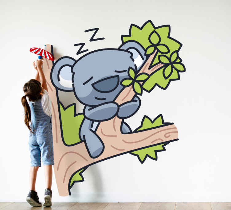 Vinilo pared animal Durmiendo dibujos animados koala - TenVinilo