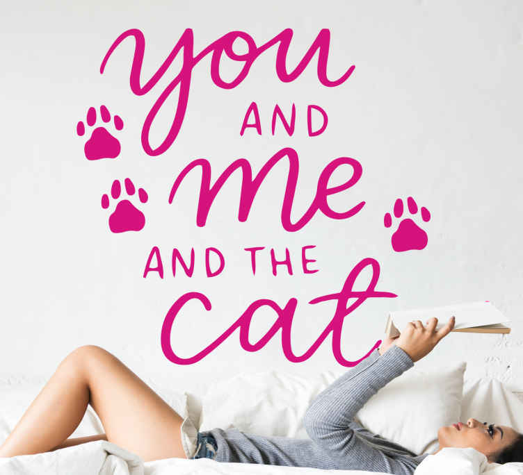 Vinilo para salón Gato adorable frase - TenVinilo