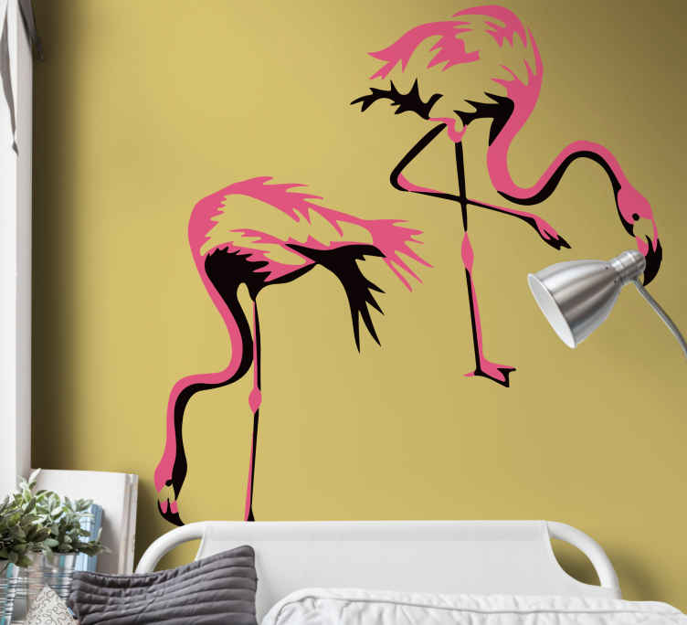 Hayvan Çıkartması pembe flamingolar İkilisi - TenStickers