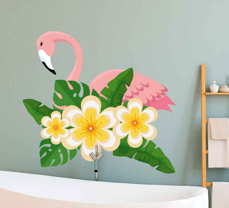 Hayvan Çıkartması flamingo tropikal düzeni - TenStickers