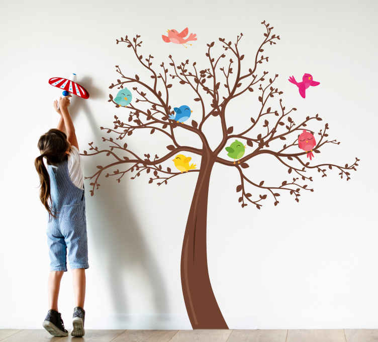 lacom pardesiu sunt bolnav  Autocolant de perete pentru copii cu design copac colorat - TenStickers