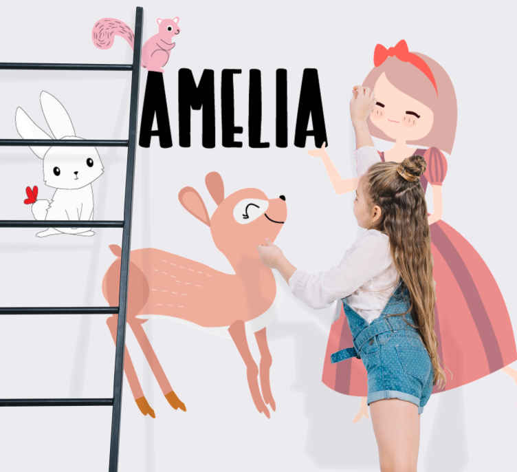 Autocolantes personalizáveis Princesa com animais - TenStickers