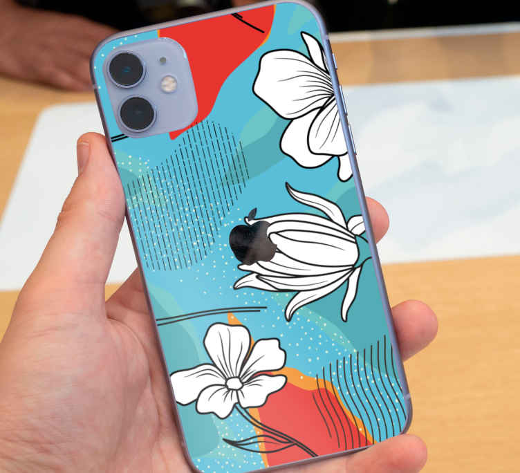 Pegatina iPhone Coral blanco y azul TenVinilo