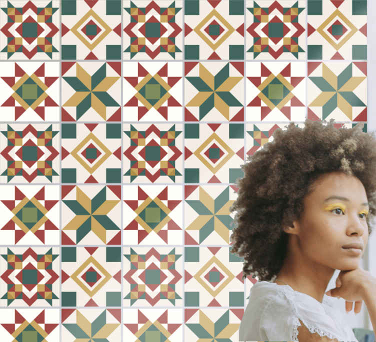 Hayvan Çıkartması geometrik motifli fayanslar - TenStickers