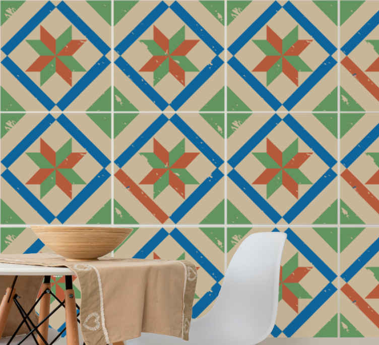 Tile sticker geometric floral design - TenStickers