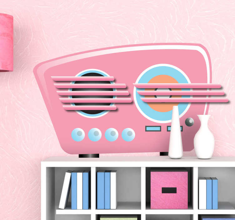 Pink Vintage Radio Decorative Sticker TenStickers