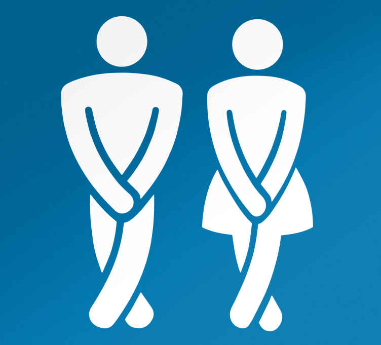 Crossed Legs Male and Female Toilet Door Sign Mirrored 