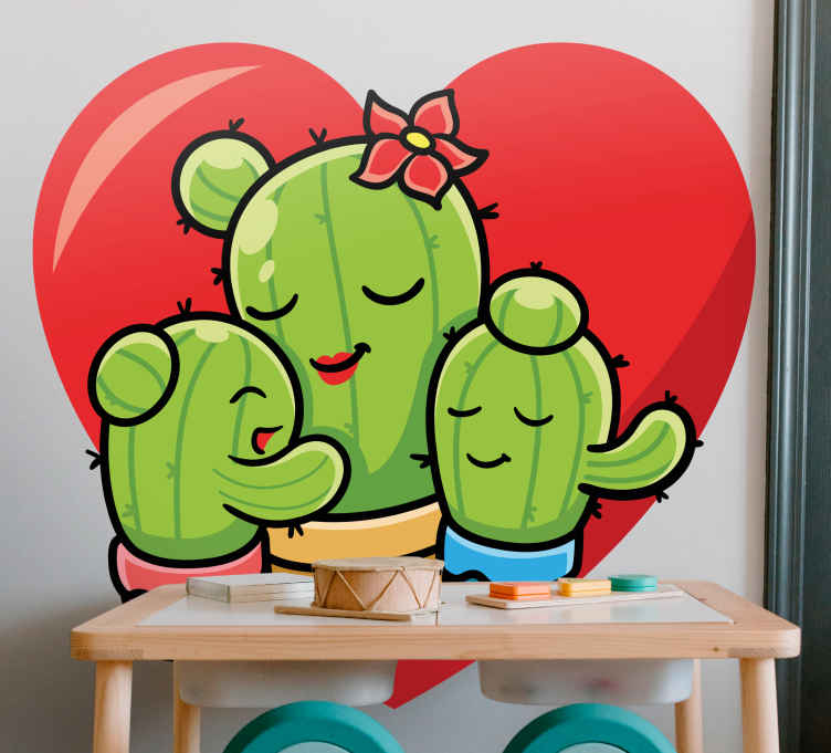 Plantas Vinil Cacto infantil com famingo e chuva - TenStickers