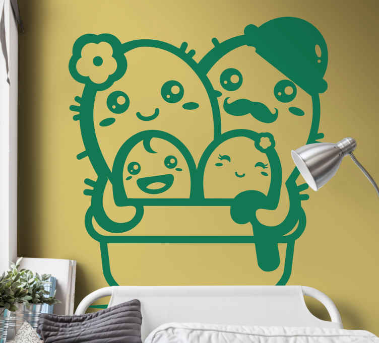 Vinilo mascota familia de cactus adorables - TenVinilo