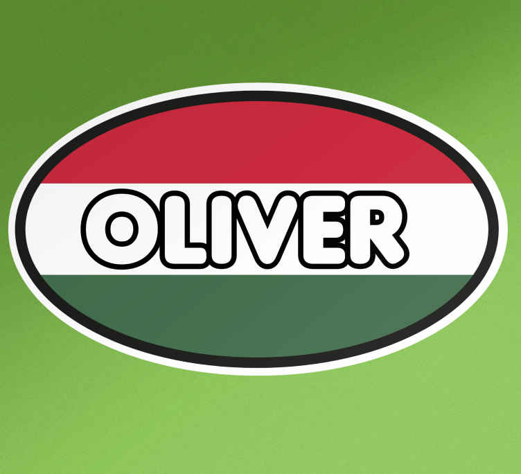 Névvel ellátott magyar zászló testreszabható matrica - TenStickers