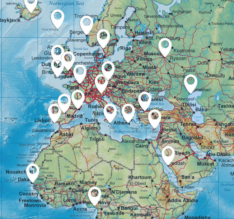 Autocolante mapa mundo para quarto juvenil - TenStickers