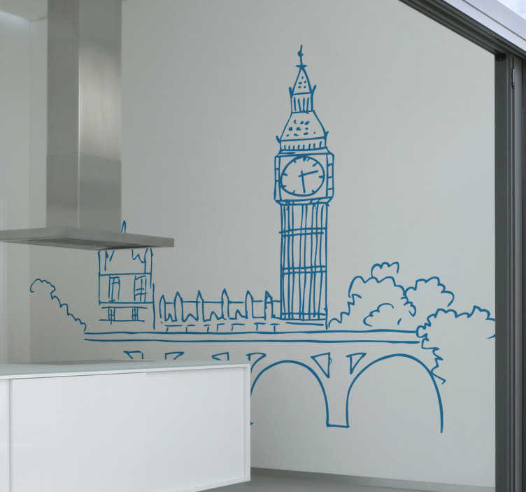 Big Ben Clock Tower - Paisagens de Viagem Londres Decalque de Parede Tamanho  Grande Personalizado Vinil Arte Adesivos Decoração 42 x 214 cm