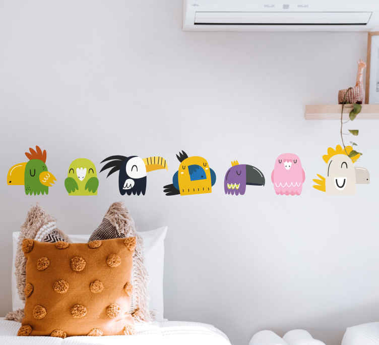 Vinilo mascota Dibujos animados de aves exóticas - TenVinilo