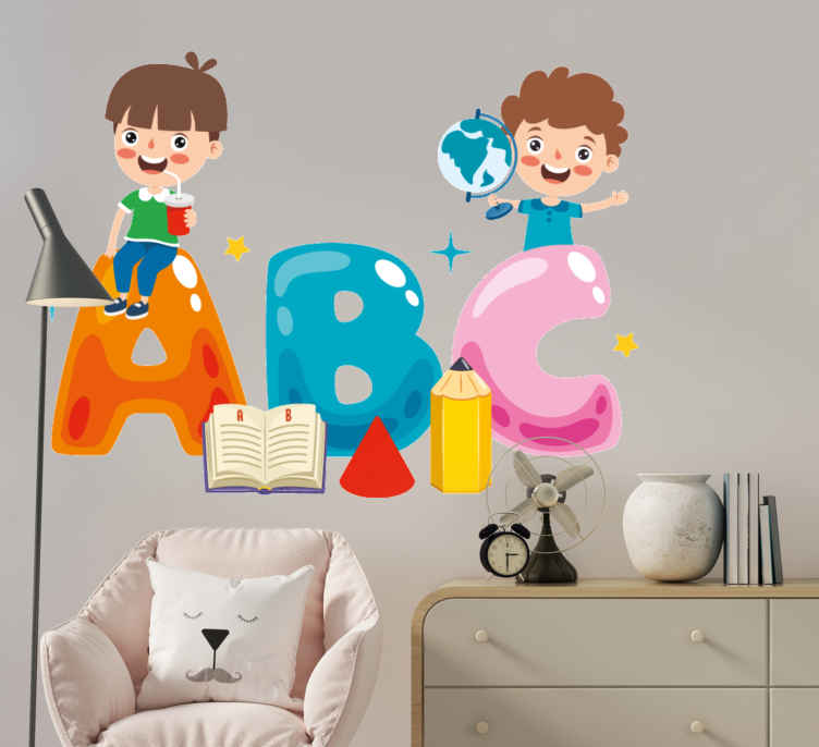 Naklejka na ścianę Szczęśliwe dziecko alfabeta - TenStickers